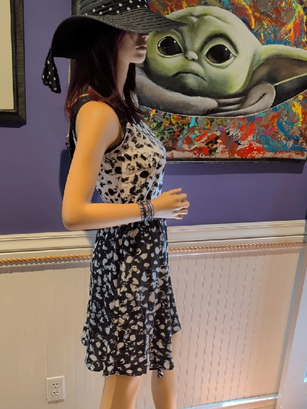 Simply Vera Vera Wang Black & White Printed Sleeveless A-Line Dress - Picture 2 of 7